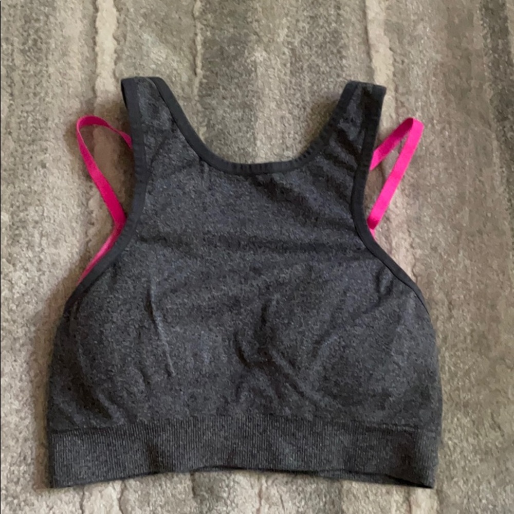 Gray and Hot Pink Sports Bra